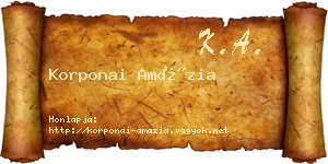 Korponai Amázia névjegykártya